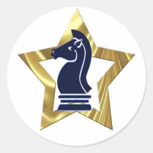 Sticker Rond Freux d'étoile d'or d'échecs
