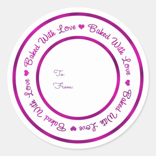 Sticker Rond Friandise cuite avec amour Violet vibrant Moderne  (Devant)