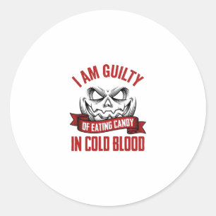 Sticker Rond Friandise d'Halloween Coupable Design de Citrouill