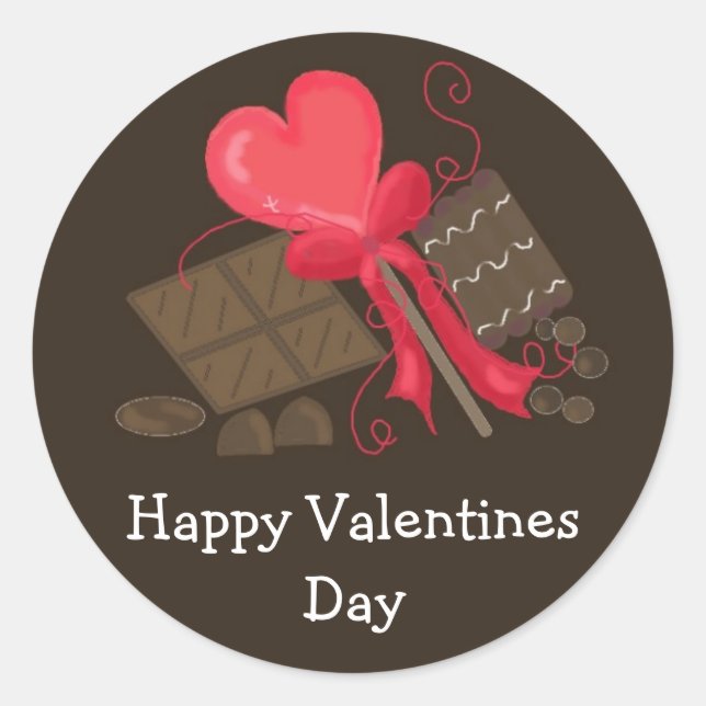 Sticker Rond Friandises au chocolat de la Saint-Valentin (Devant)