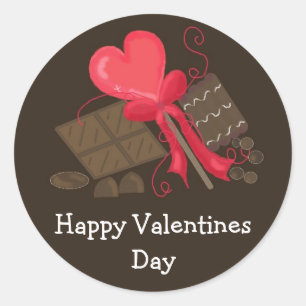 Sticker Rond Friandises au chocolat de la Saint-Valentin