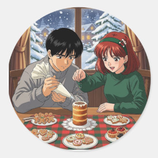 Sticker Rond Friandises de Noël ensemble
