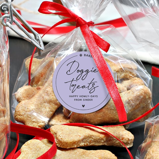 Sticker Rond Friandises modernes pour chiens faits maison (Modern Homemade Doggie Treats Classic Round Sticker)