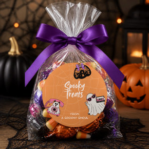 Sticker Rond Friandises Rétro Effrayantes Halloween