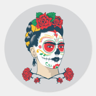 Sticker Rond Frida Kahlo | El Día de los Muertos