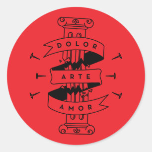 Sticker Rond Frida Kahlo   Pain Art Love