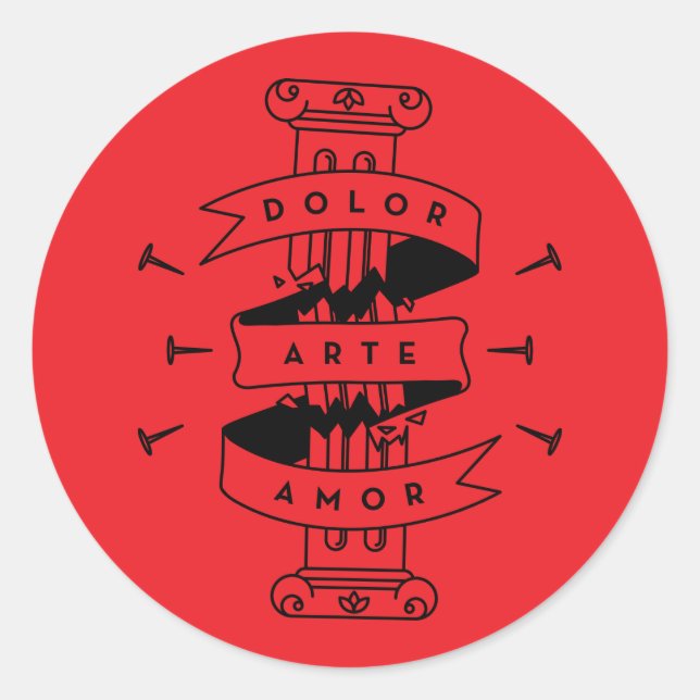 Sticker Rond Frida Kahlo | Pain Art Love (Devant)