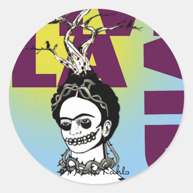 Sticker Rond Frida Kahlo Pop Art Portrait (Devant)