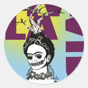 Sticker Rond Frida Kahlo Pop Art Portrait