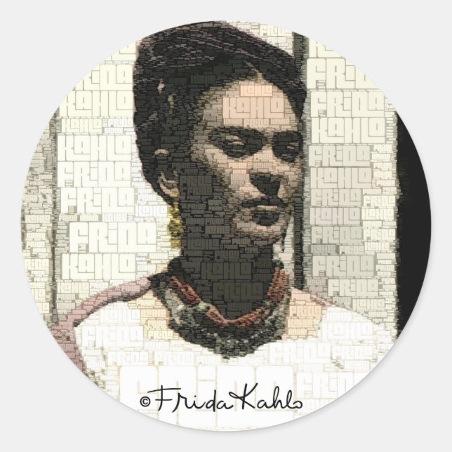 Sticker Rond Frida Kahlo Portrait textile (Devant)