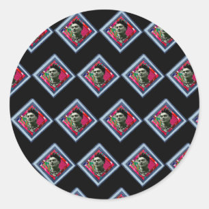 Sticker Rond Frida Kahlo Retro Denim Diamond
