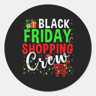 Sticker Rond Friday Shopping Crew Christmas Lights Black Shoppi