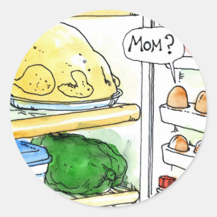Sticker Rond Fridge Chicken Egg Famille Amusante