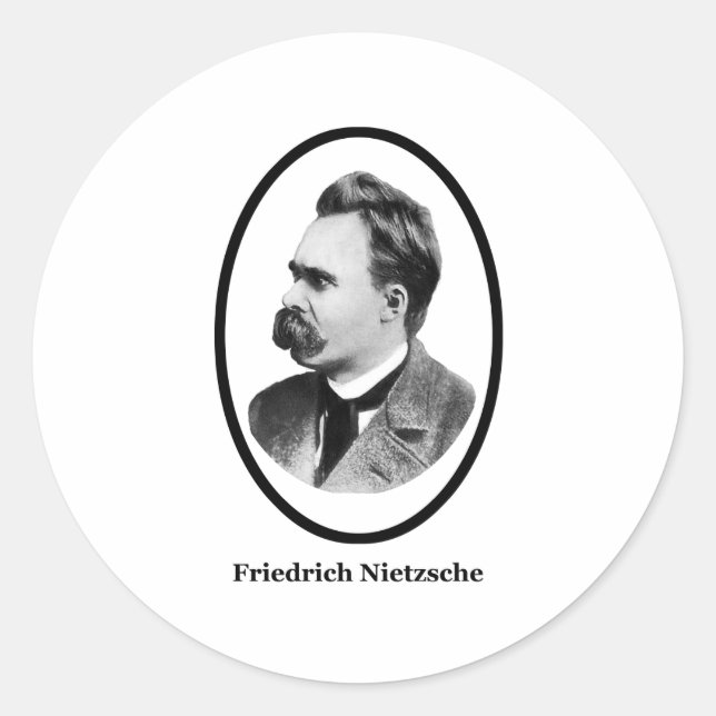 Sticker Rond Friedrich Nietzsche Black Le MUSÉE Zazzle Cadeaux (Devant)