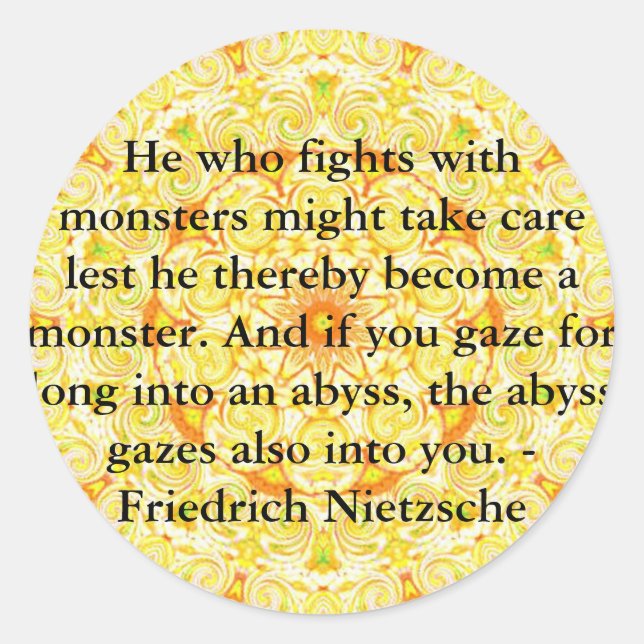 Sticker Rond Friedrich Nietzsche - citation profonde (Devant)