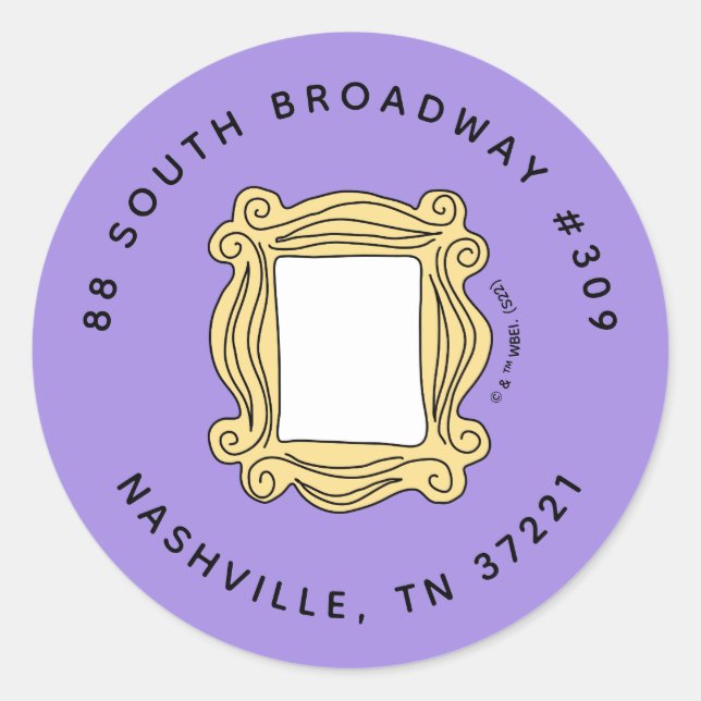 Sticker Rond FRIENDS™ | Cadre d'Anniversaire avec Vue Adresse (Devant)