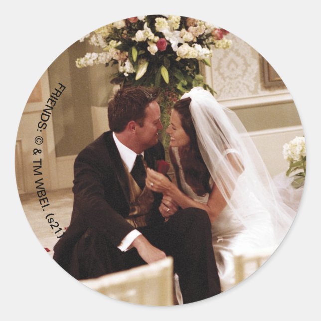 Sticker Rond FRIENDS™ | Chandler & Monica Mariés (Devant)