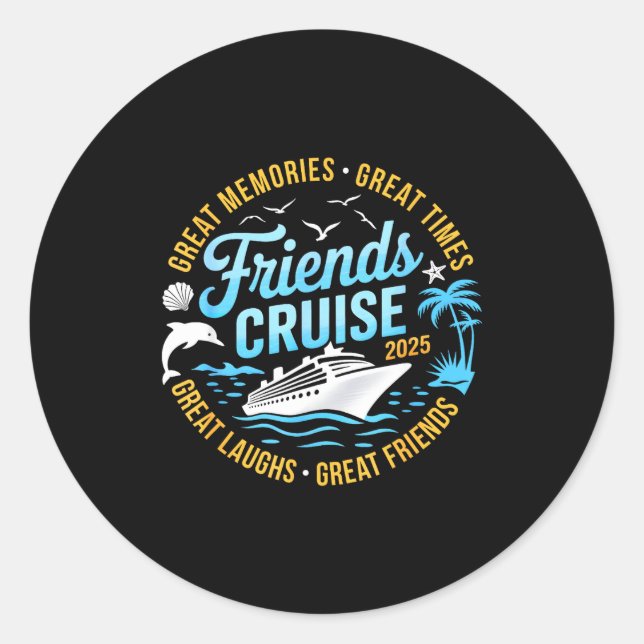 Sticker Rond Friends Cruise 2025 Matching Group Vacation Trip C (Devant)