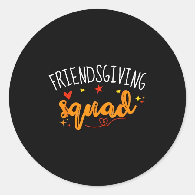 Sticker Rond Friendsgiving Squad Funny Thanksgiving Friendship  (Devant)