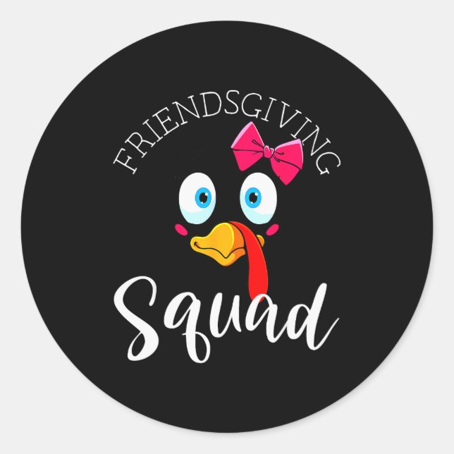Sticker Rond Friendsgiving Squad Happy Thanksgiving Turkey Day  (Devant)