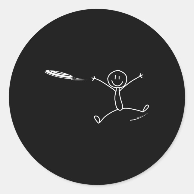 Sticker Rond Frisbee Stickman Disc Golf Funny Ultimate Frisbee  (Devant)