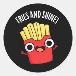 Sticker Rond Frites Et Brille Blagues Nourriture Drôle Fond Som