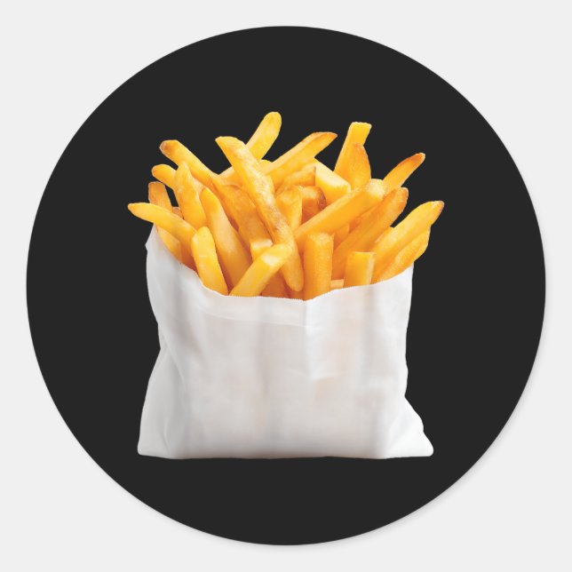 Sticker Rond Frites frites drôle de costume de nourriture d'Hal (Devant)