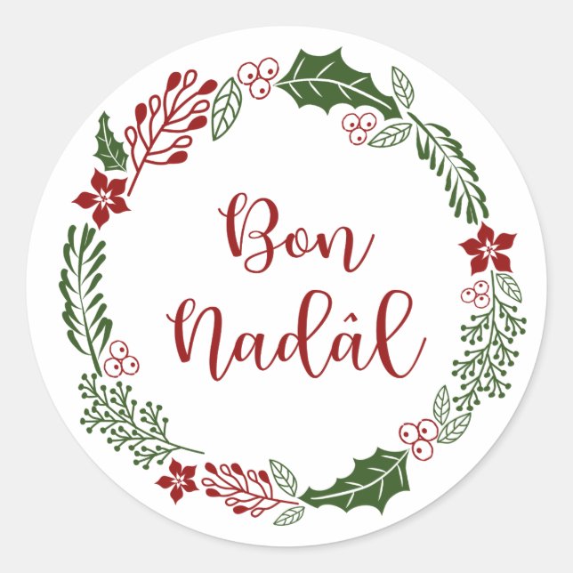 Sticker Rond Friulian Merry Christmas Wreath, Bon Nadâl (Devant)