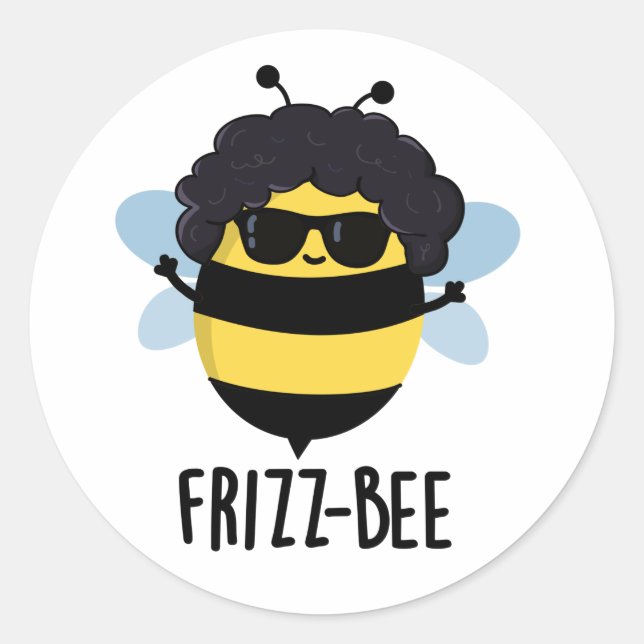 Sticker Rond Frizz-Bee Funny Afro Bee Pun (Devant)