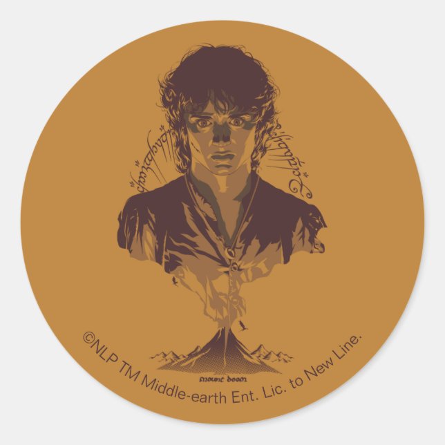 Sticker Rond FRODO™ MOUNT DOOM™ Tengwar Inscription Graphic (Devant)