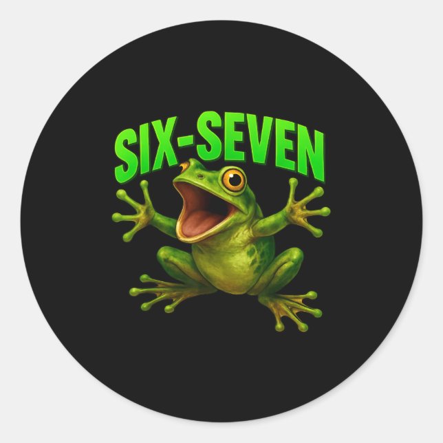 Sticker Rond Frog 67 Meme Six Seven Funny Gen Alpha  (Devant)