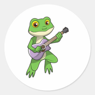 Sticker Rond Frog à Musique avec Guitare