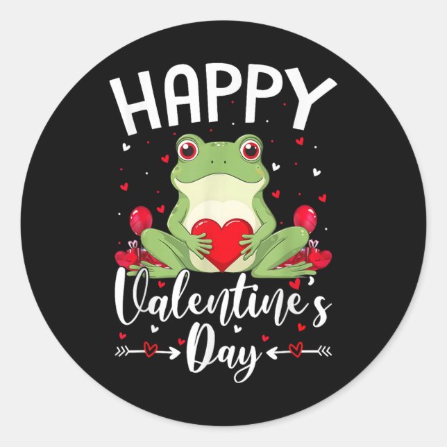Sticker Rond Frog Holt Coeur Aime Joyeuse Saint Valentin (Devant)