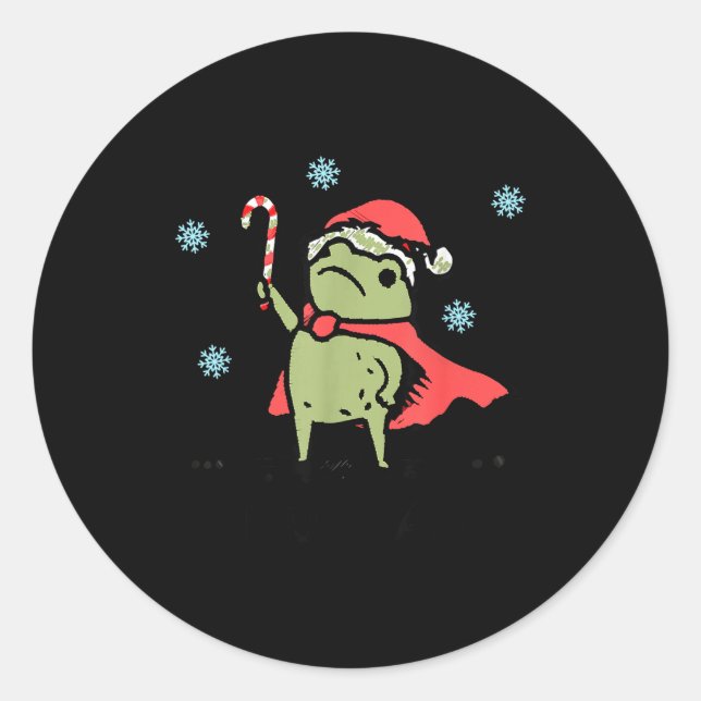 Sticker Rond Frog Huzzah Frog Chevalier Épée Drôle Mème Citatio (Devant)