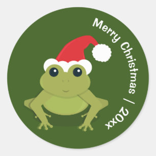 Sticker Rond Frog Père Noël Joyeux Noël