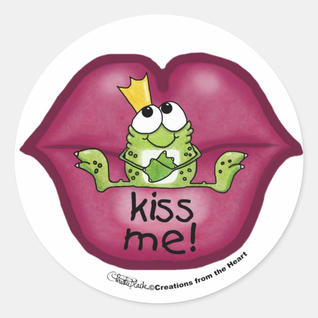 Sticker Rond Frog Prince m'embrasse (Devant)