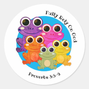 Sticker Rond FROG Se fier entièrement à Dieu chrétien
