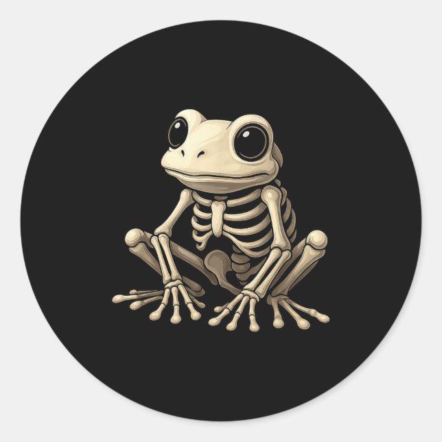 Sticker Rond Frog Skeleton Halloween Funny Frog Lover Men Women (Devant)
