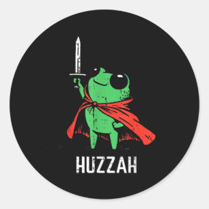 Sticker Rond Frog Sword Cape Huzzah Drôle Meme Fantastique Garç