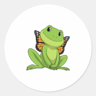 Sticker Rond Frog with Butterfly
