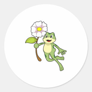 Sticker Rond Frog with Flower.