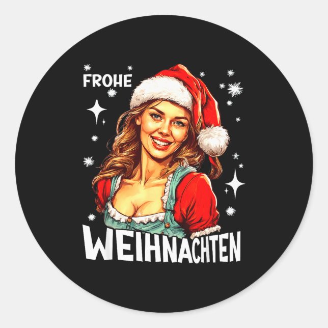 Sticker Rond Frohe Weihnachten German Christmas  (Devant)