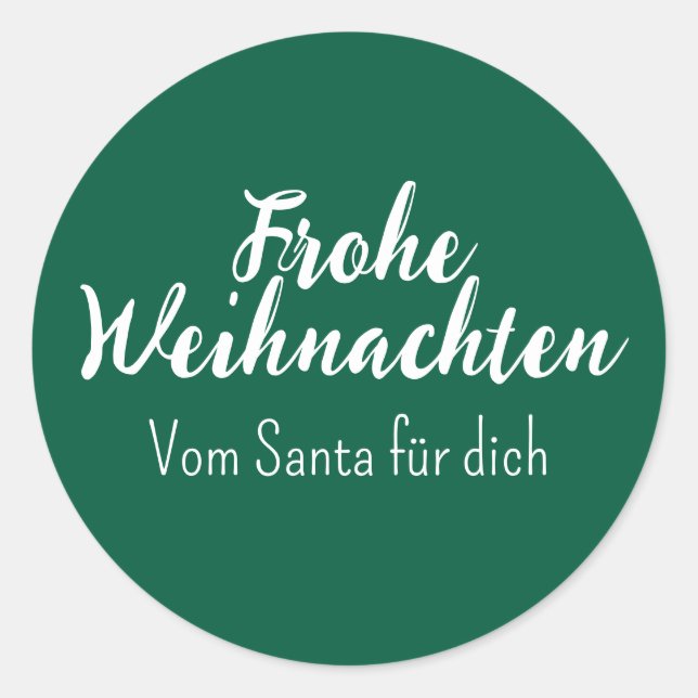 Sticker Rond Frohe Weihnachten green Merry Christmas in German  (Devant)