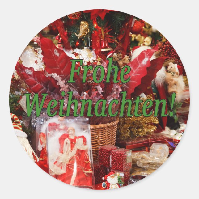 Sticker Rond Frohe Weihnachten ! Joyeux Noël en allemand gf (Devant)