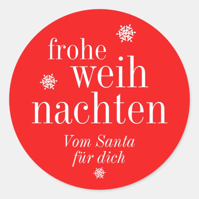 Sticker Rond Frohe Weihnachten Merry Christmas German  (Devant)