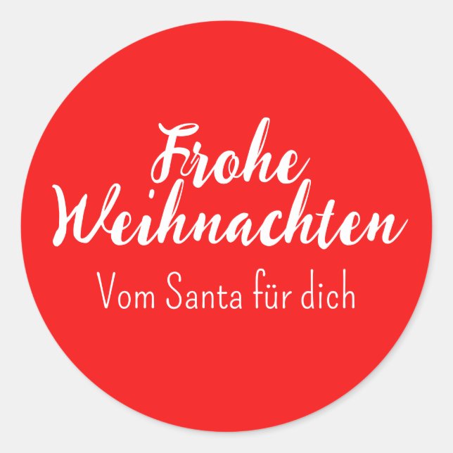 Sticker Rond Frohe Weihnachten Merry Christmas in German  (Devant)