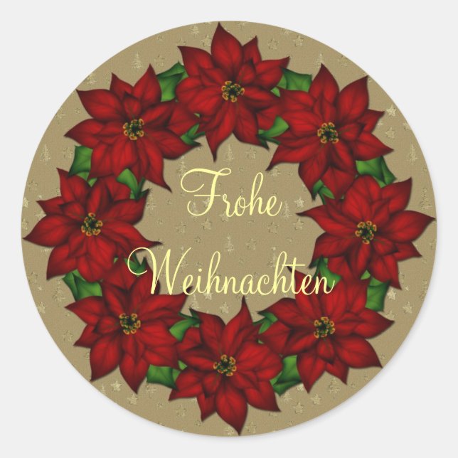 Sticker Rond Frohe Weihnachten - Weihnachtsstern Motiv (Devant)