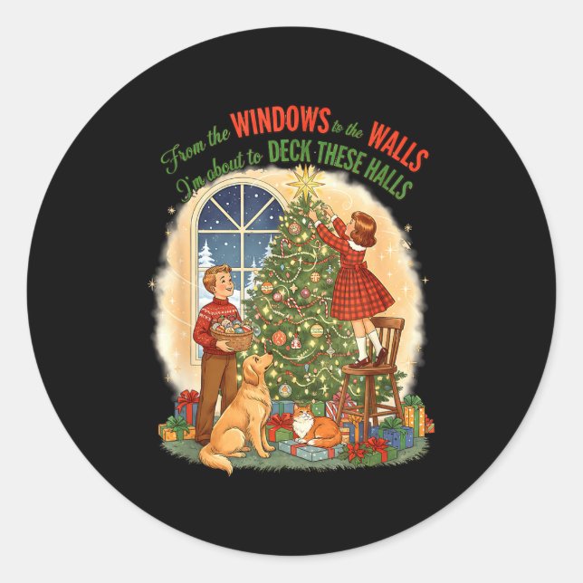 Sticker Rond From Windows To The Walls Deck These Halls Gift  (Devant)