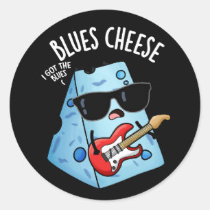 Sticker Rond Fromage Bleu Blague Nourriture Drôle Fond Sombre