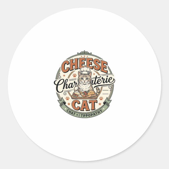 Sticker Rond Fromage Charcuterie Chat Fromage Charcuterie Chat  (Devant)